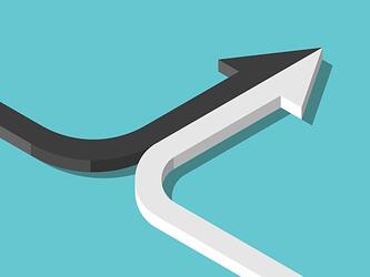 two arrows converging